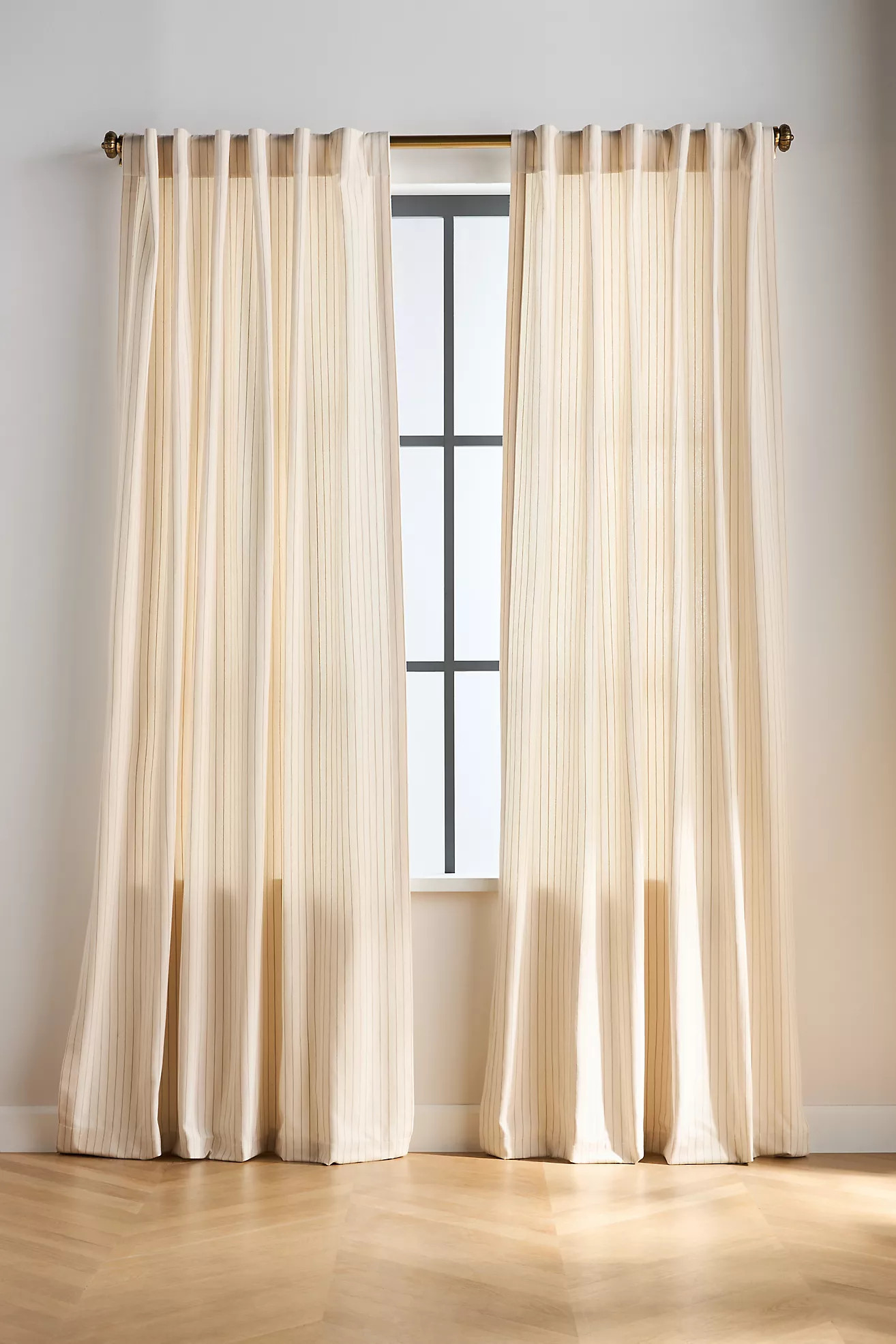 Ticking Stripe Cotton Woven Curtain | Anthropologie (US)
