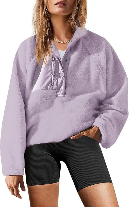 Yanekop Womens Fuzzy Fleece Pullover Sherpa Sweatshirt Long Sleeve Button Down Sweater Winter Fle... | Amazon (US)