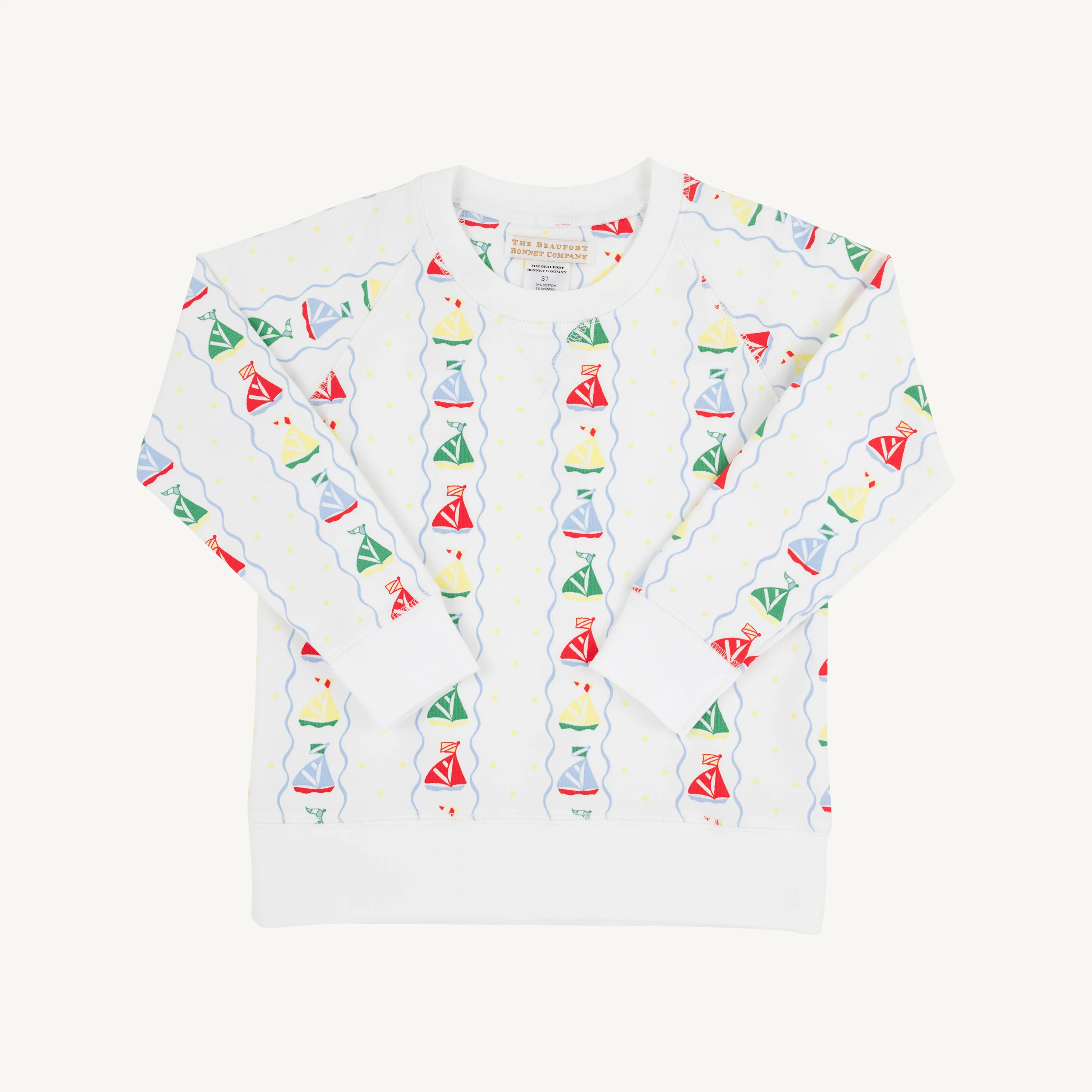 Cassidy Comfy Crewneck - Set Sail with Worth Avenue White | The Beaufort Bonnet Company