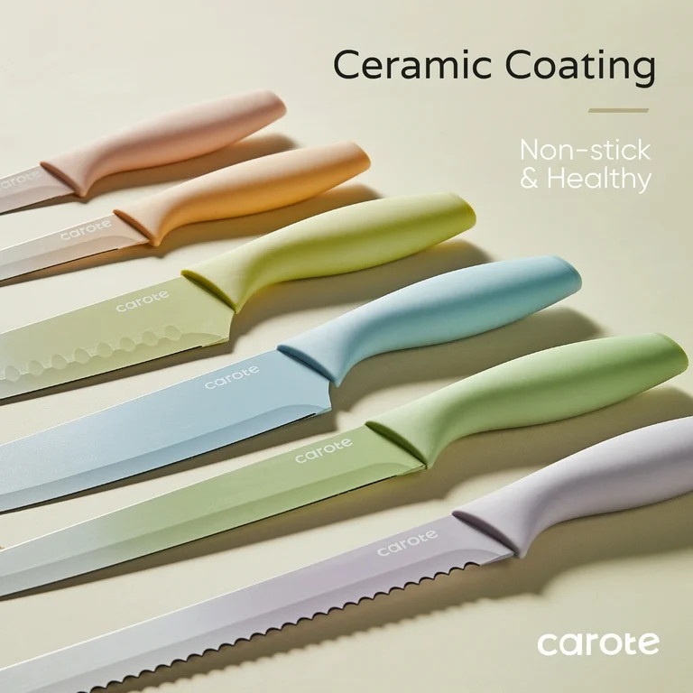 Carote 12 Pcs Kitchen Knife Set, Stainless Steel Knife Sets with Nonstick Creamic Coating, Dishwa... | Walmart (US)