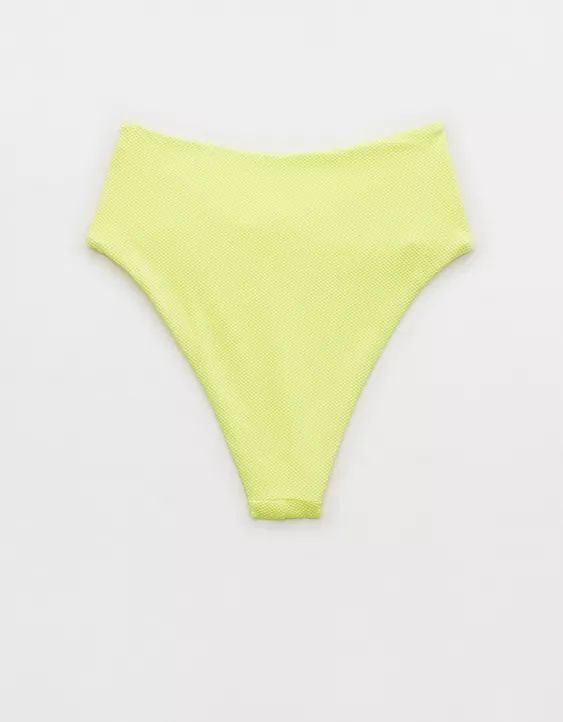 Aerie Shine Pique Twist High Cut Bikini Bottom | Aerie