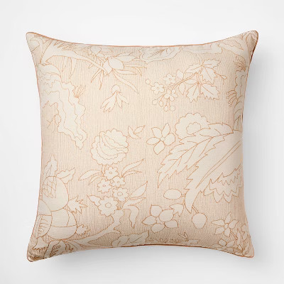 Oversized Square Reverse Embroidered Floral Pillow Orange or Cream - Threshold™ Design with Stu... | Target