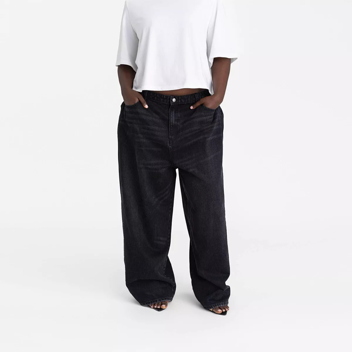 KBB by KAHLANA Women's Low-Rise Wide Leg 'The Rachel Jean' - Black Wash | Target