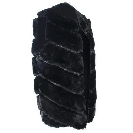 Black Luxury Thick Faux Fur Sleeveless Vest | Walmart (US)
