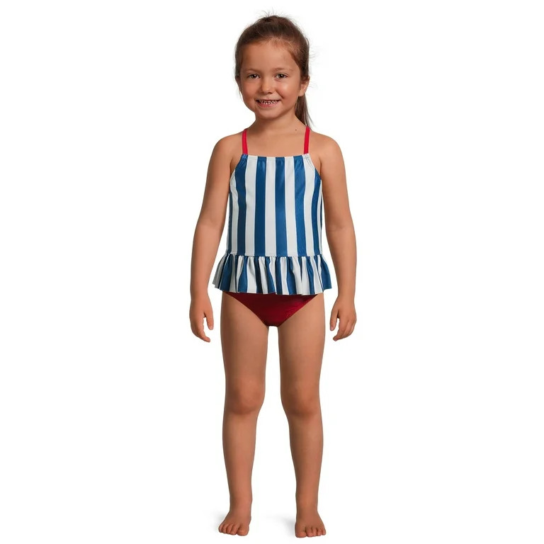 Wonder Nation Toddler Girl Cross-Back Tankini Swimsuit, Sizes 12M-5T | Walmart (US)