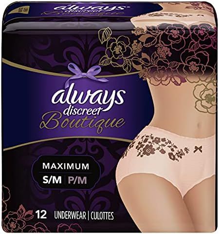 Always Discreet Boutique High-Rise Incontinence Underwear Size S/M Maximum Rosy, 12 Count Peach | Amazon (US)