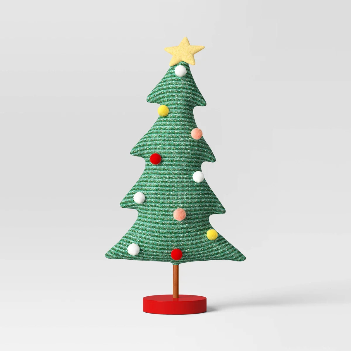 12.75" Fabric Christmas Tree Sculpture with Pom Poms - Wondershop™ Green | Target