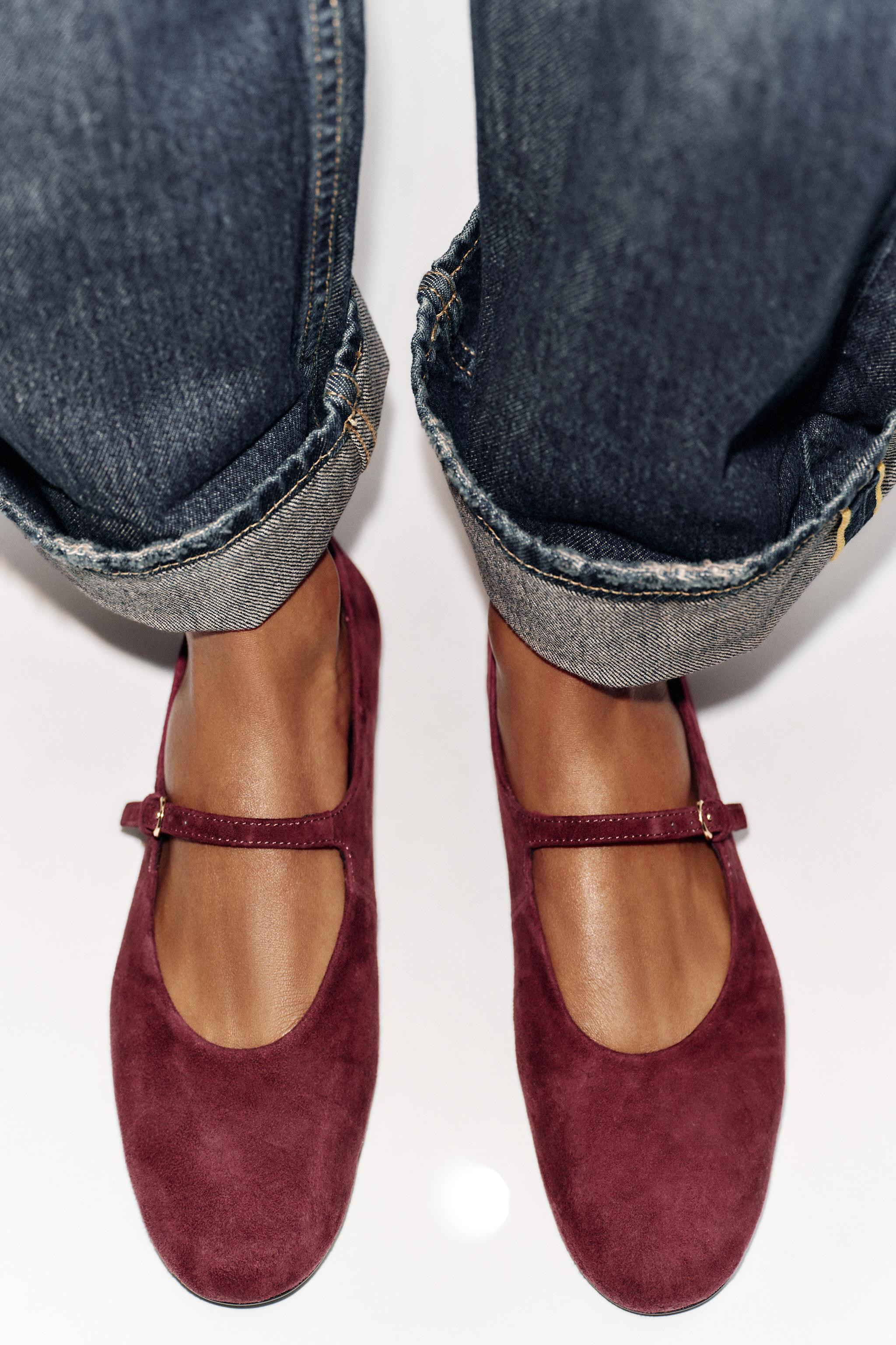 SUEDE BALLERINAS WITH BUCKLE | Zara UK
