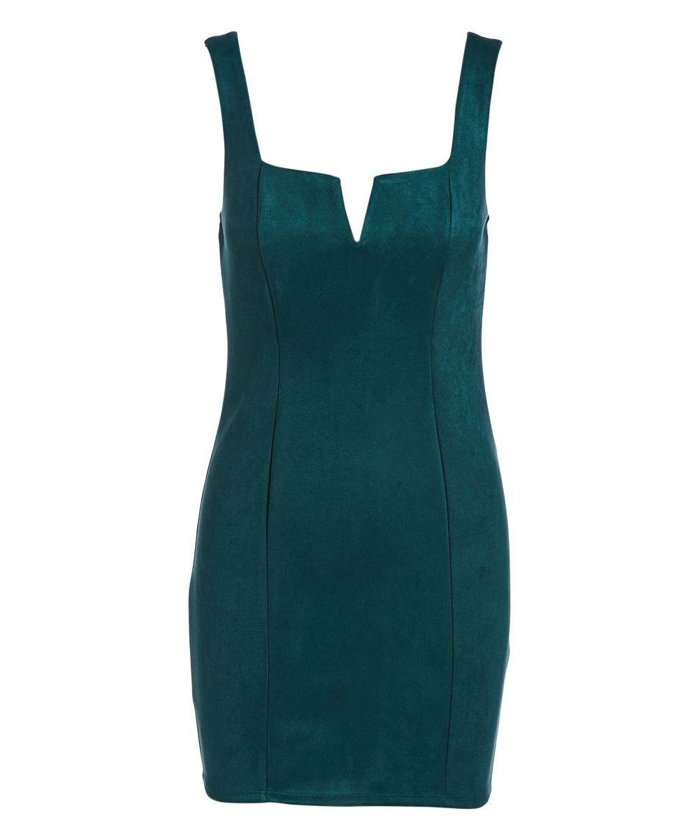 Bailey Blue Women's Casual Dresses HUNTER - Hunter Green Suede Bodycon Dress - Women | Zulily