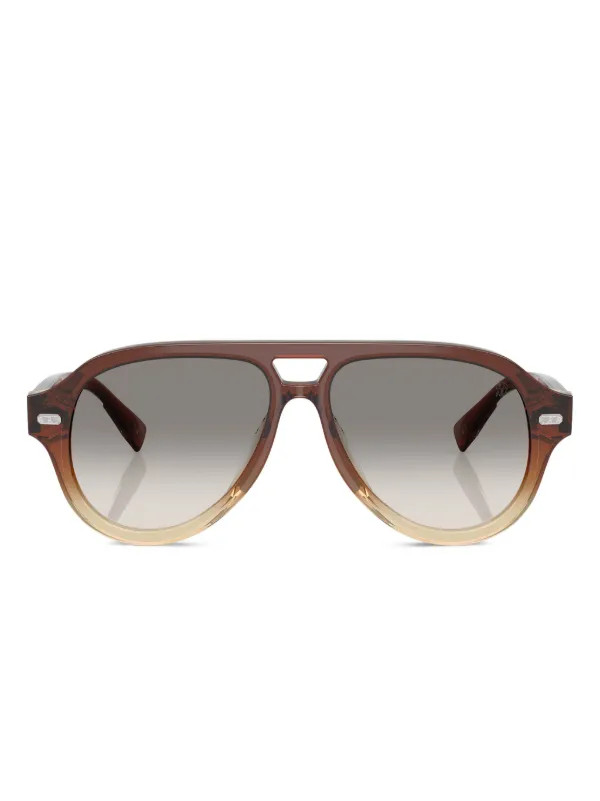 Brunello Cucinelli Sonnenbrille Mit Logo-Print | Braun | FARFETCH | Farfetch Global