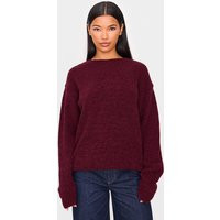 Burgundy Boucle Knit Oversized Jumper | PrettyLittleThing UK