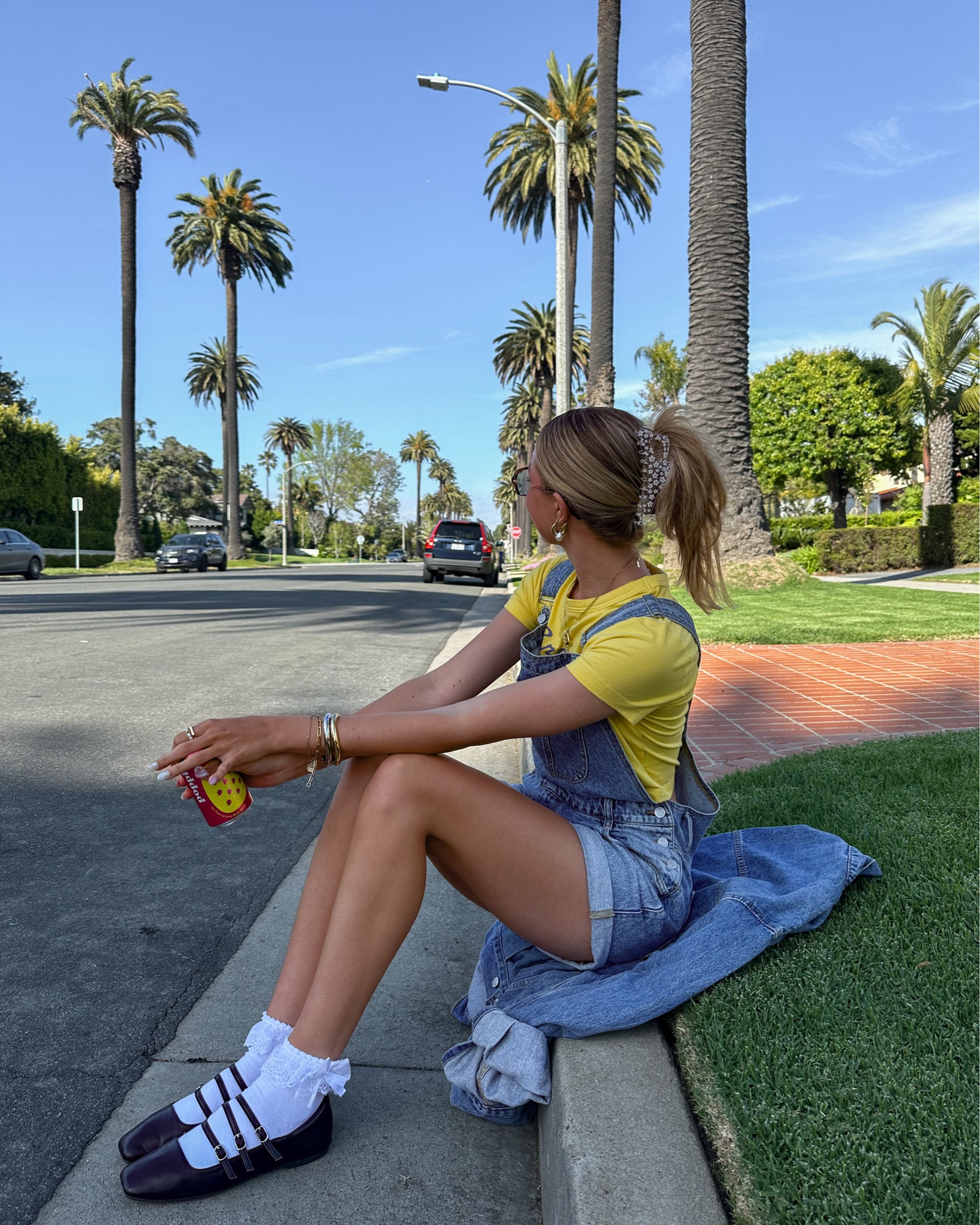 overalls spring outfit 💛💛 top and overalls from PacSun!! socks are Amazon, and similar Mary Jane’s are linked 💘 #spring #springoutfit #overalls #California  

#LTKTravel #LTKFestival #LTKSeasonal