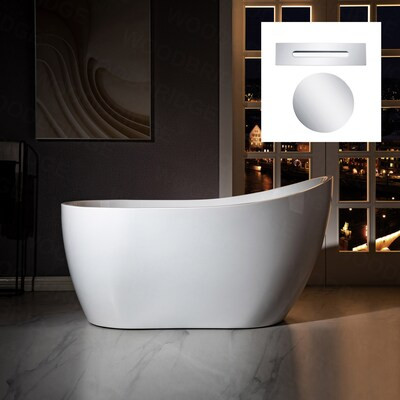 Woodbridge  Orleans 28.375-in W x 54-in L White with Polished Chrome Trim Acrylic Oval Reversibl... | Lowe's