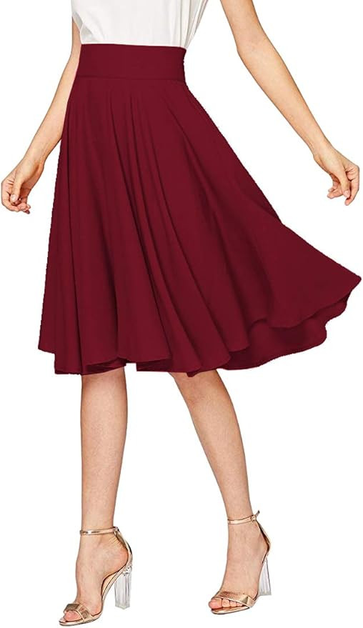 Emma & Giovanni - Basic Pleated Elastic Short Midi Skirt - Women | Amazon (ES)
