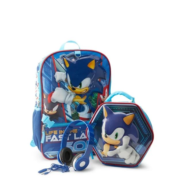 Sega Sonic The Hedgehog Alliance Boys 17" 3-Piece Backpack Set with Lunch Bag Blue | Walmart (US)