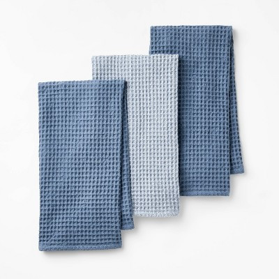 3pc Waffle Kitchen Towels Blue - Figmint™ | Target