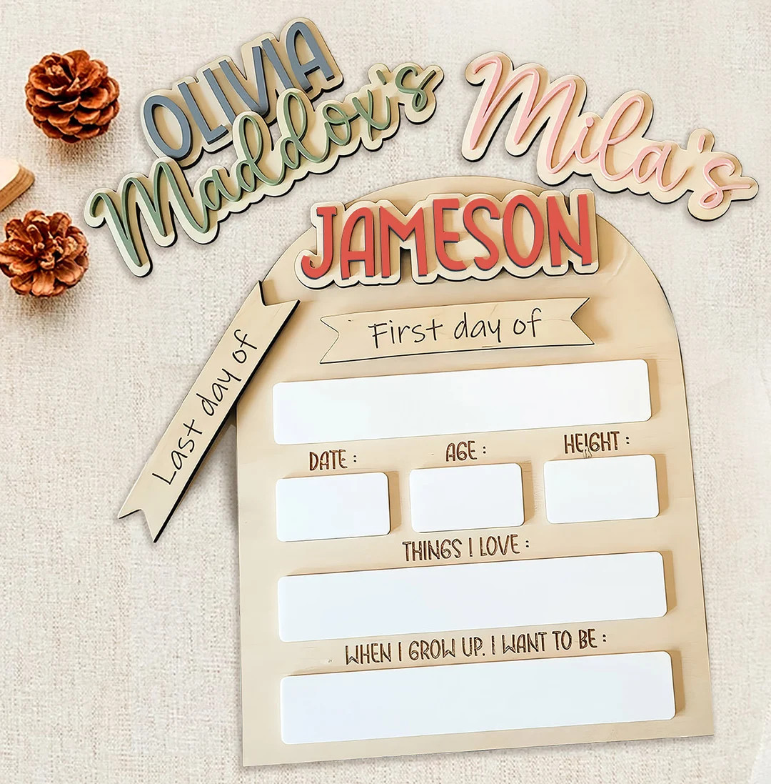 Personalized First Day of School Sign, Last Day Of School Wood Sign, Back To School Gift for Kid,... | Etsy (US)