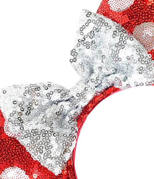 Minnie Mouse Red & White Polka Dot Sequin Plush Headband | UniqueVintage