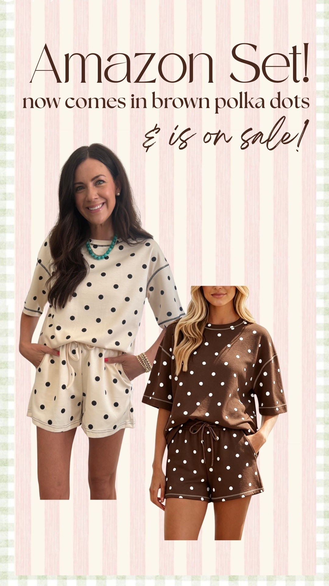 Amazon polka dot set on sale & now comes in brown!!😍 wearing a small

#LTKootd #LTKSaleAlert #LTKSeasonal
