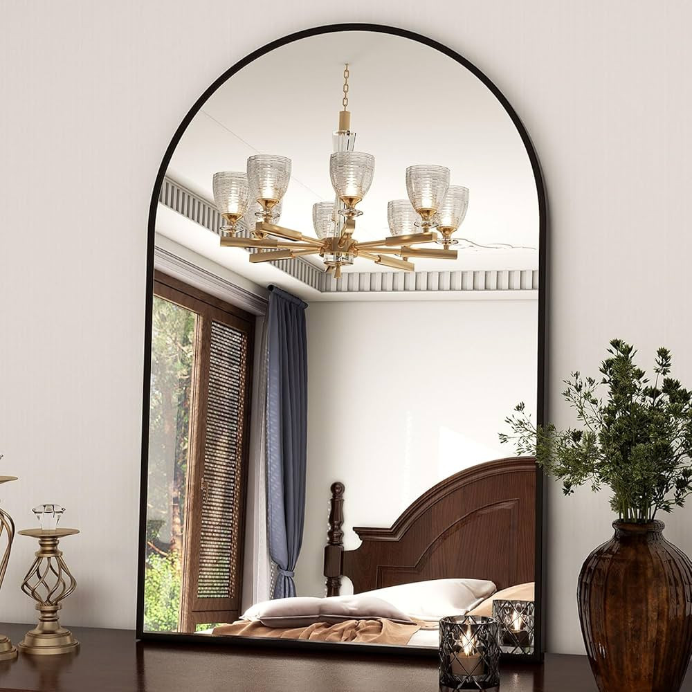 24"x36" Black Arched Bathroom Mirror - Wall Mirror for Bathroom, Metal Frame Vanity Mirror, Dress... | Amazon (US)