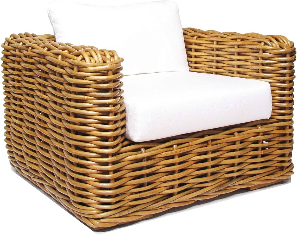 Soho All Natural Rattan and Wicker Modern Living Room Furniture Lounge Chair | Amazon (US)