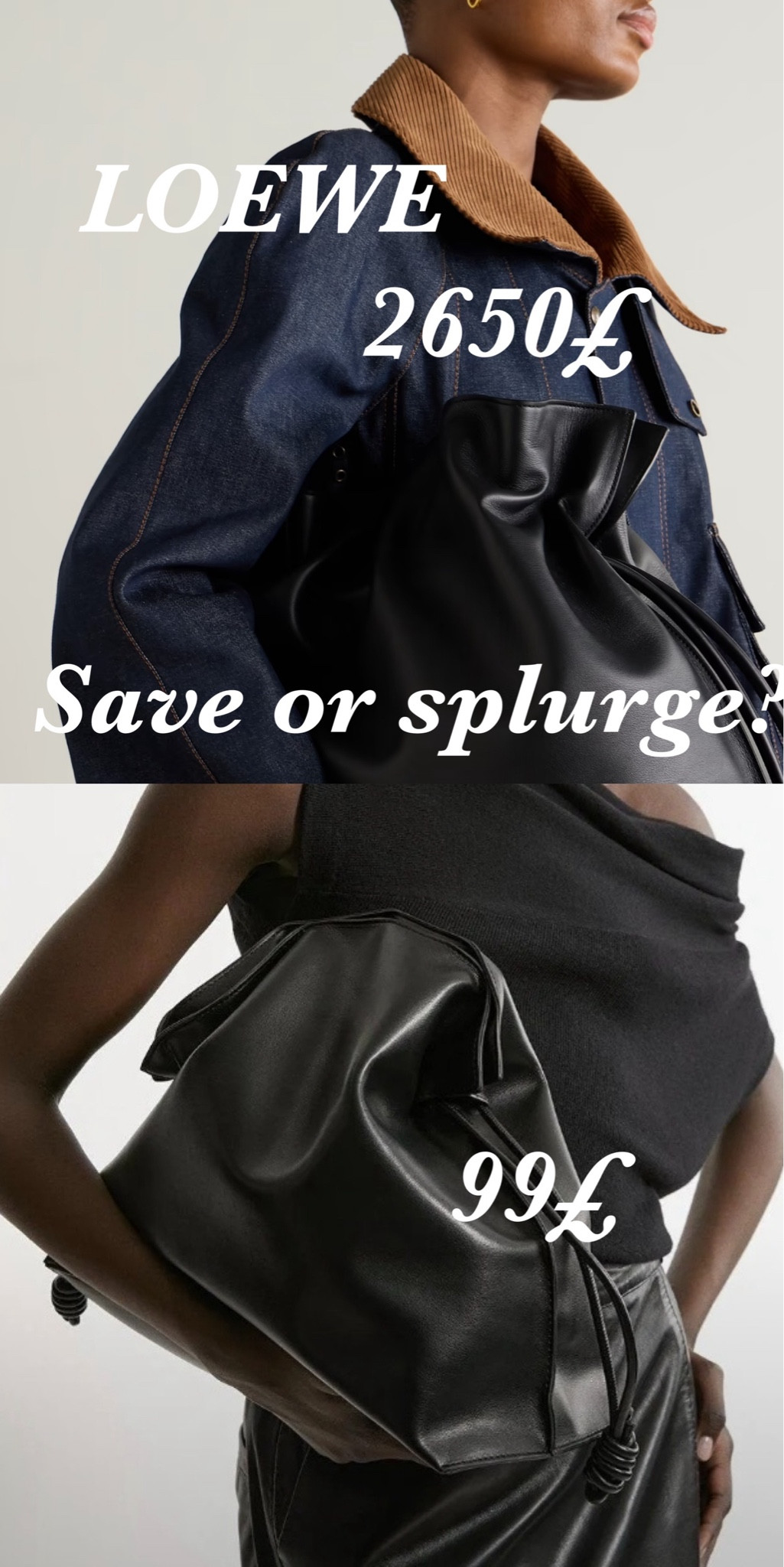 Save or splurge, leather bag, black bag, Karen millen bag, Loewe flamenco, Loewe bag 

#LTKluxury #LTKeurope #LTKstyletip