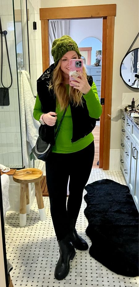 OOTD… This color green is everything! 💚 Comes in multiple colors. 

My top and black iridescent puffer vest are both from Target. Love! Leggings from Old Navy on sale for 30% off. And my lug boots are from The Post.❤️ I wear the all the time!

Obsessed with my Rebecca Minkoff crossbody bog. It’s 51% off!

holiday
Fall sale
Fall outfits 
Nordstrom Rack

#LTKsalealert #LTKSeasonal #LTKstyletip