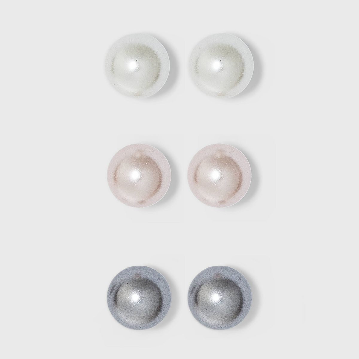 Sterling Silver Tri Color Pearl Stud Earring Set 3pc - A New Day™ Silver | Target