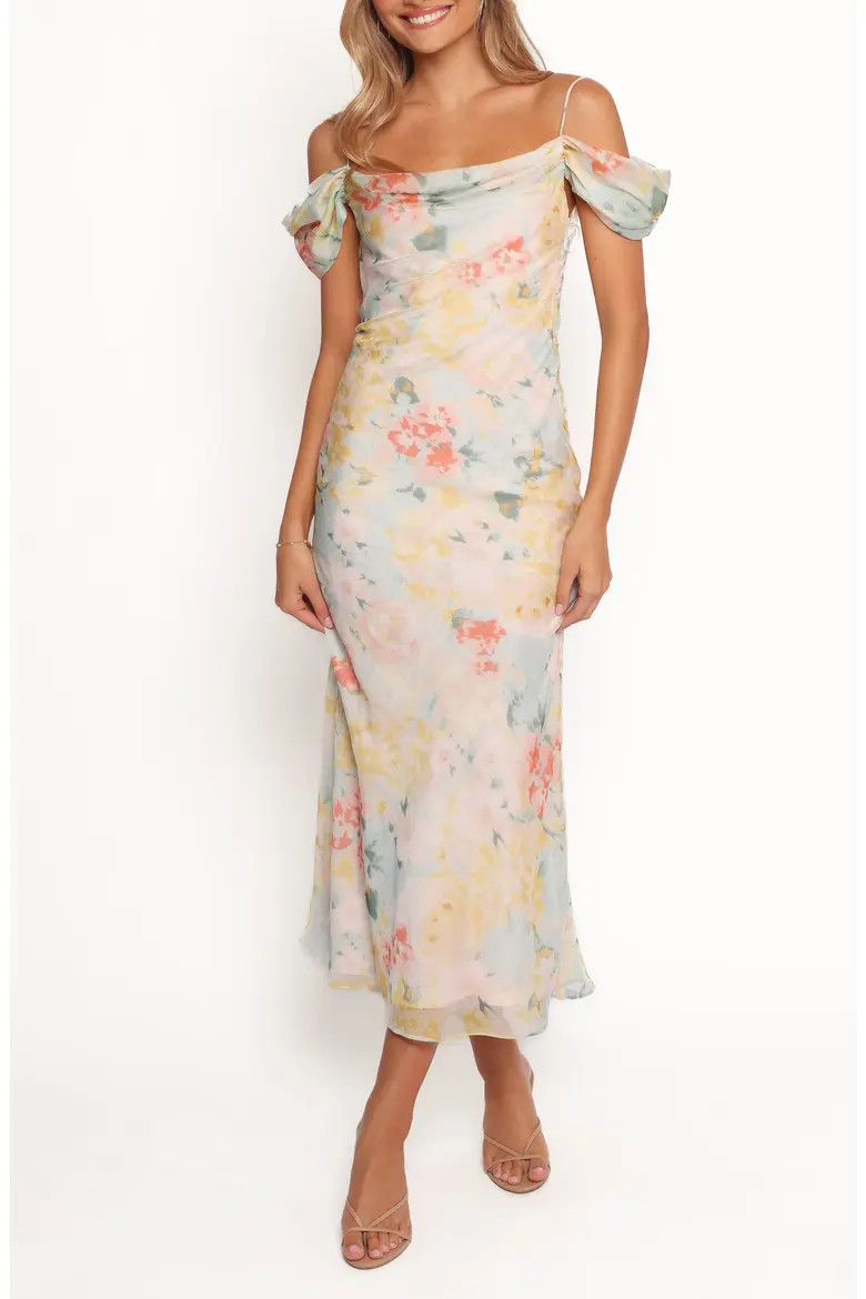 Esther Floral Cold Shoulder Midi Dress (Women) | Nordstrom | Nordstrom