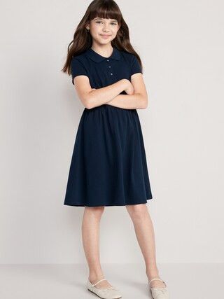 School Uniform Fit & Flare Pique Polo Dress for Girls | Old Navy (US)