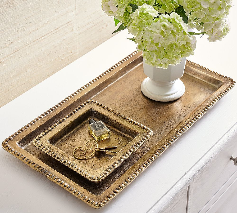 Beaded Brass Tray | Pottery Barn (US)