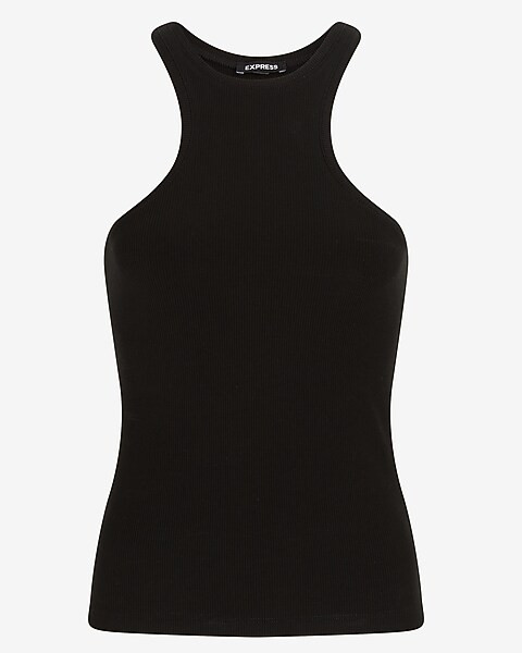 Fitted Ribbed High Neck Tailored Tank | Express