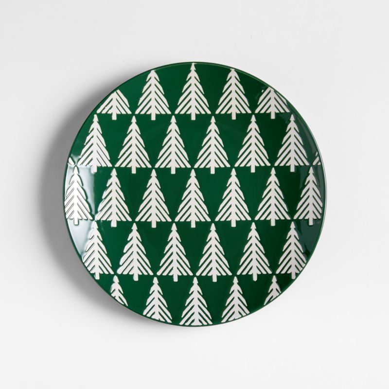 Green Forest Christmas Salad Plate + Reviews | Crate and Barrel | Crate & Barrel