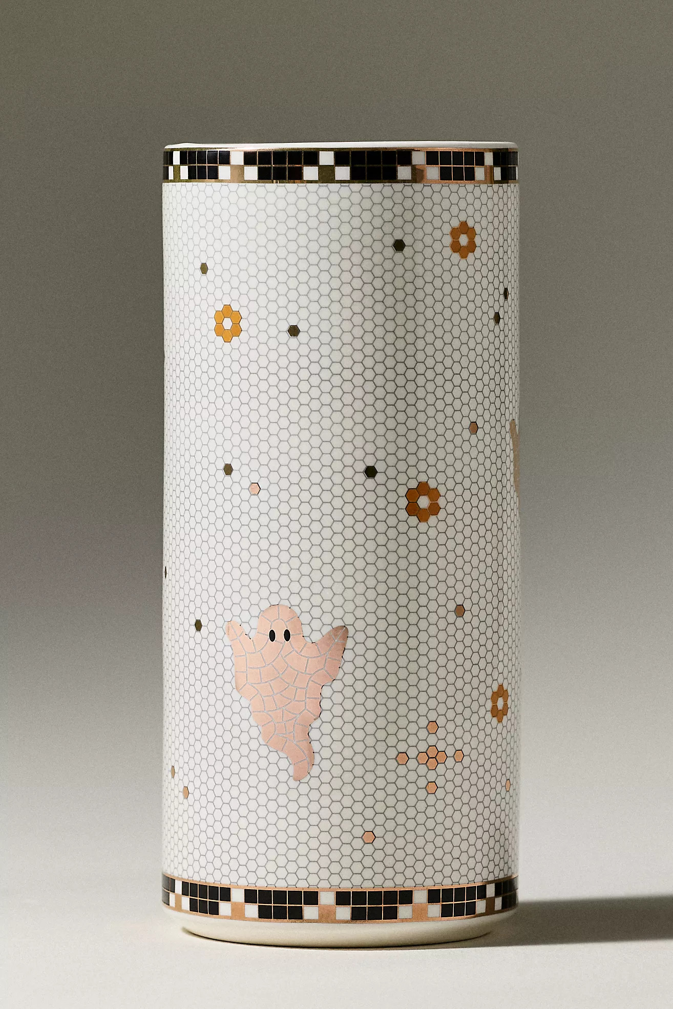 Bistro Tile Stoneware 24k Gold Accent Halloween Vase | Anthropologie (US)