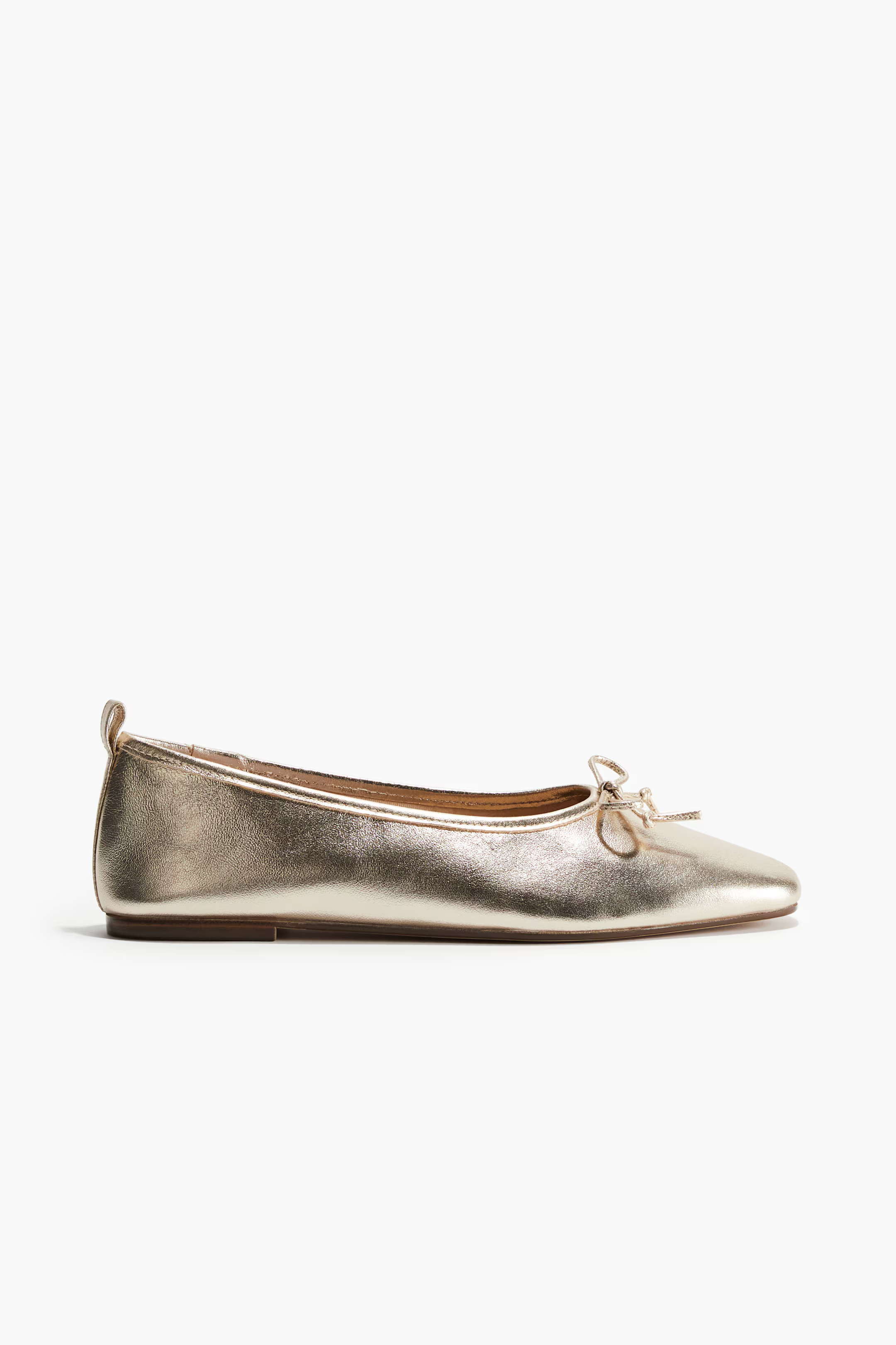 Leather ballet pumps - No heel - Gold-coloured - Ladies | H&M GB | H&M (UK, MY, IN, SG, PH, TW, HK)