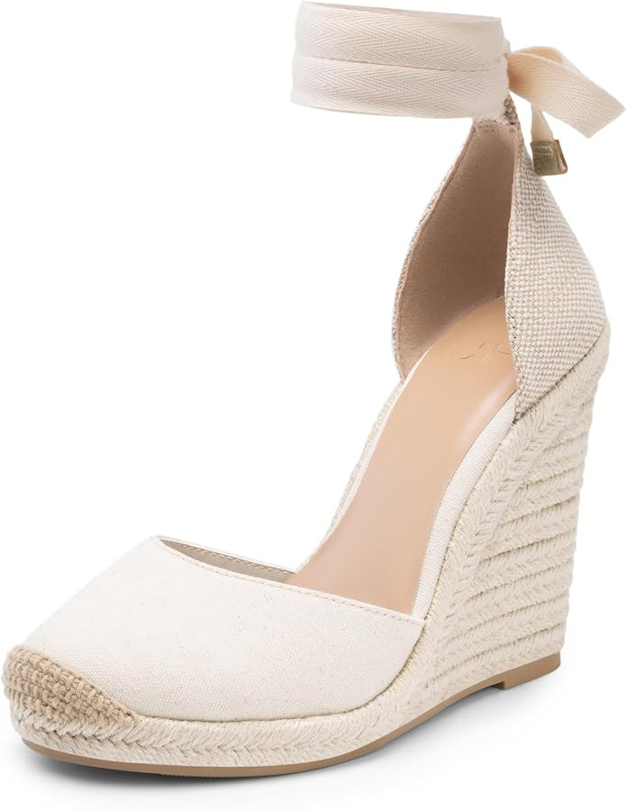 Amazon.com | JustFab Wedge Sandals for Women Platform High Heels Summer Mule Open Toe Espadrille ... | Amazon (US)