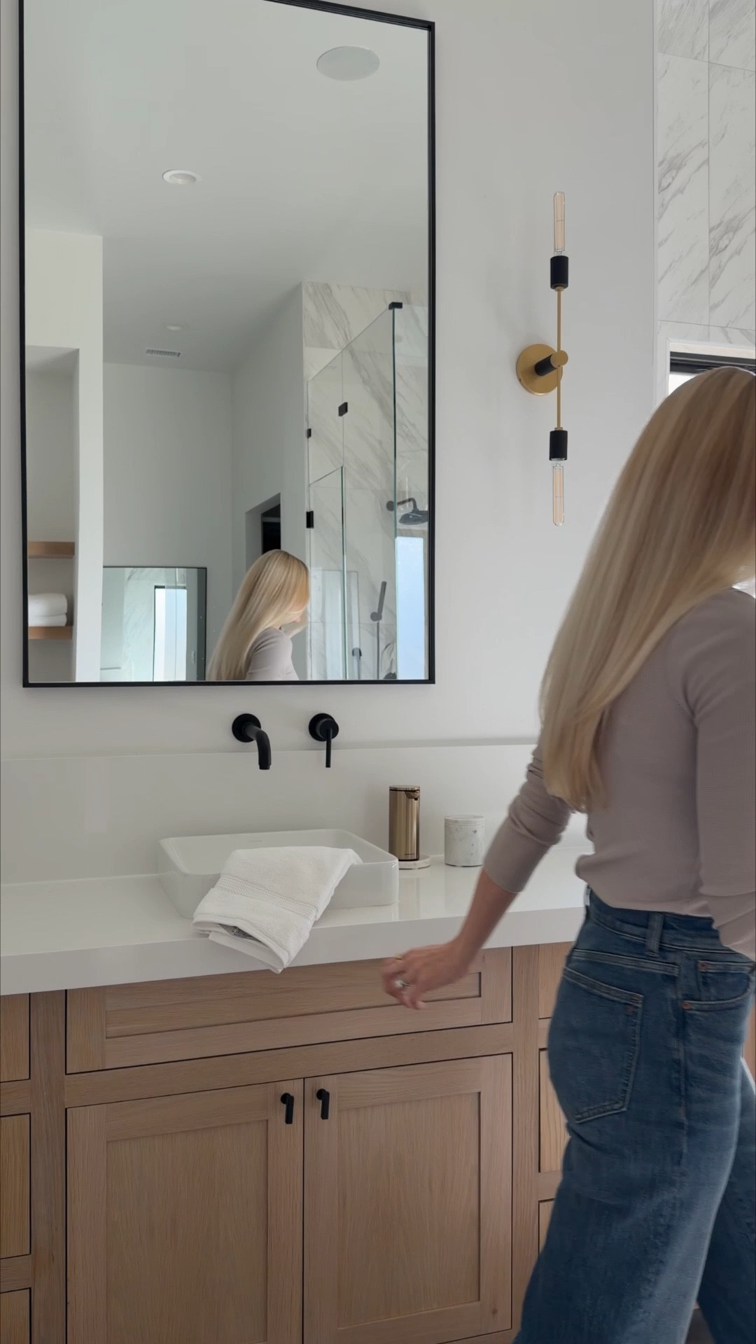 This mirror and sconces are what really give this bathroom that custom, finished feel. #ad We chose them early on and I’ve never wanted to change them. Simple, classic, and they still feel just as right now as they did then. I’m always drawn to pieces like this that quietly elevate a space without taking over.

#Wayfair #WayfairPartner @wayfair

#LTKSaleAlert #LTKHome