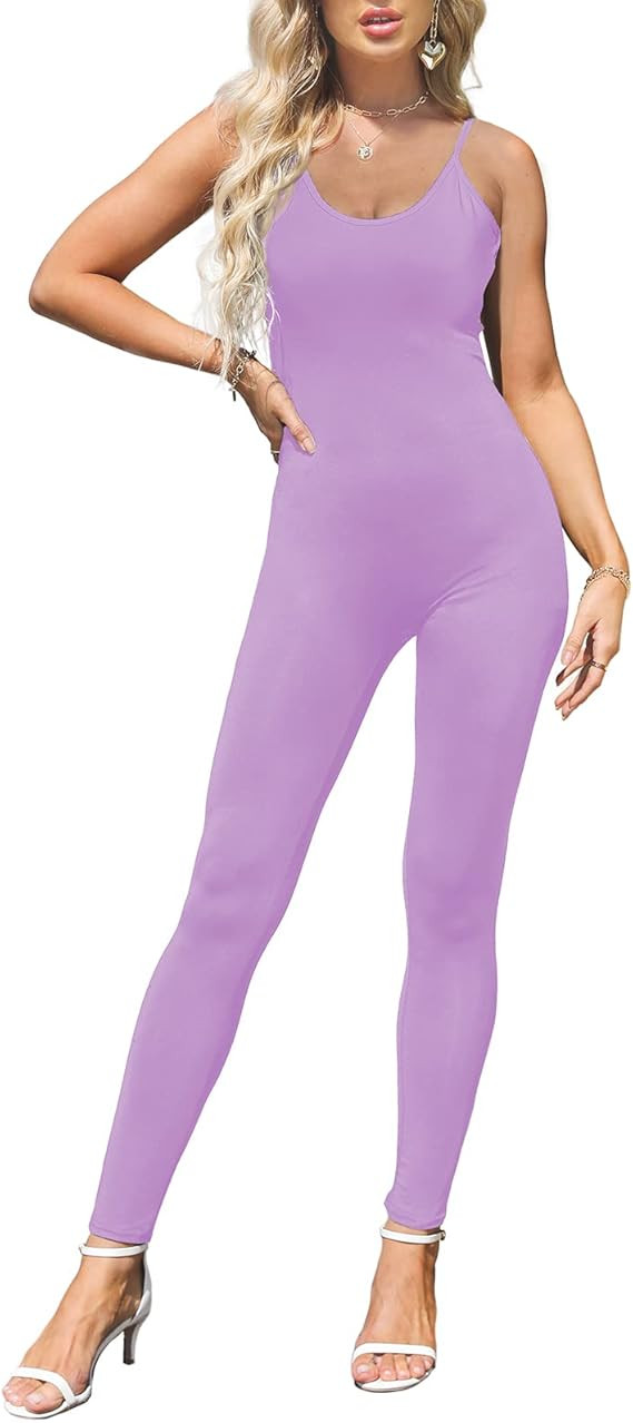Amazon.com: Amilia Womens Spaghetti Strap Bodycon Tank One Piece Jumpsuits Rompers Playsuit (XL, ... | Amazon (US)