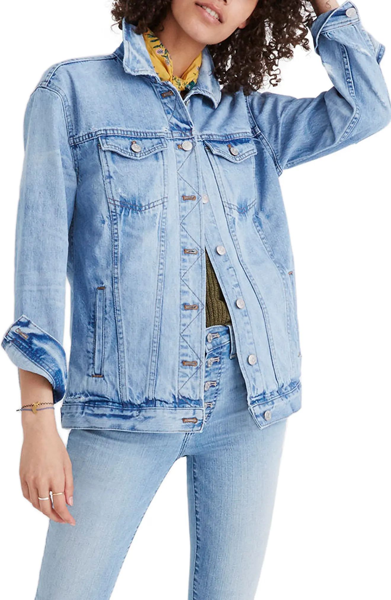 Madewell Distressed Oversize Jean Jacket | Nordstrom