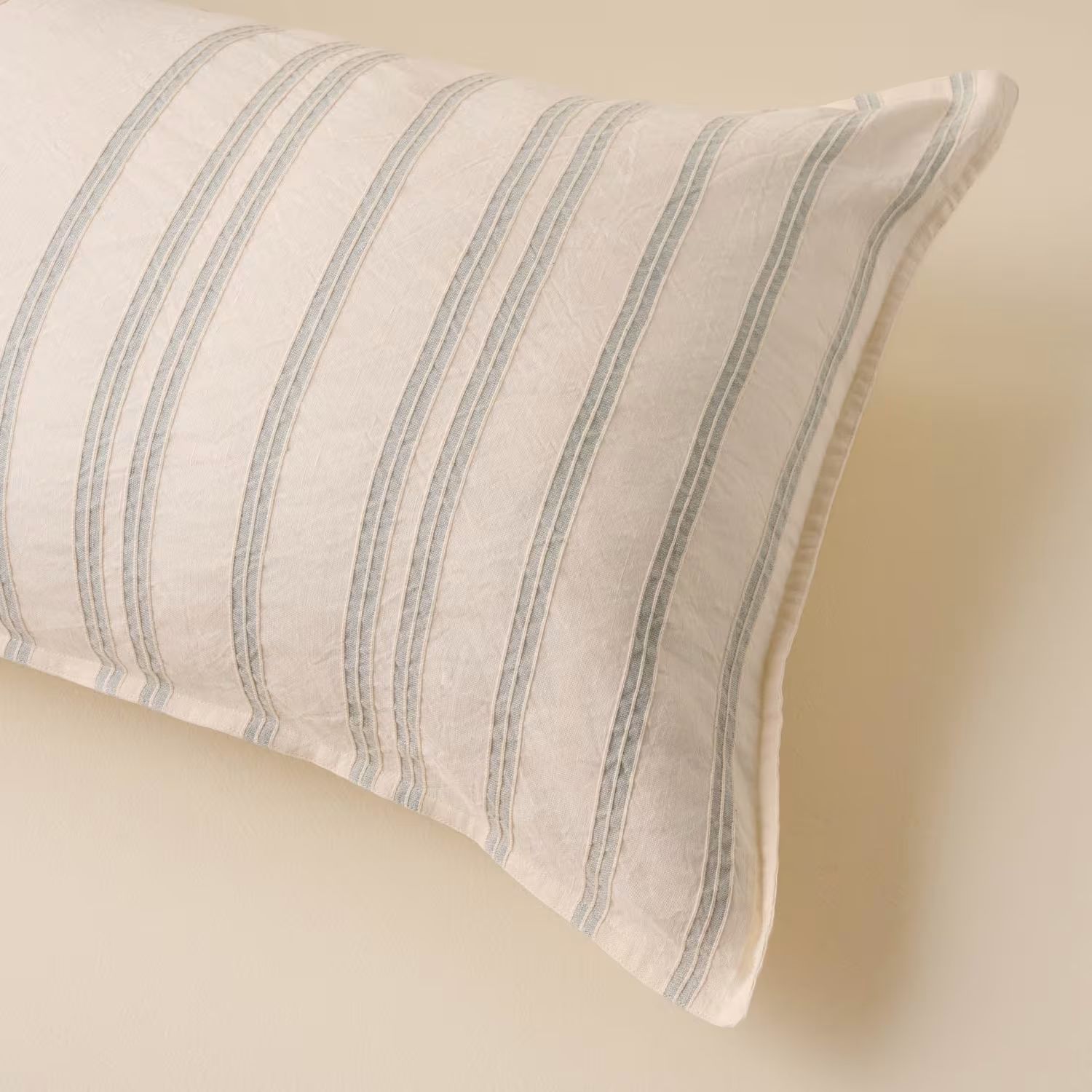 Embroidered Chambray Stripe Linen Cotton Pillow Sham | Magnolia