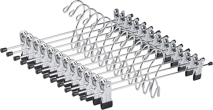 Amber Home 12 Pack Heavy Duty Add on Metal Pants Skirt Hangers, Stackable Add-on Metal Clothes Ha... | Amazon (US)
