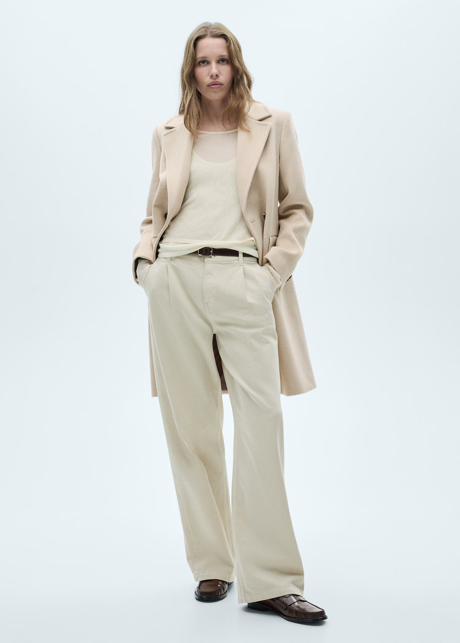 Double-breasted wool coat - Woman | MANGO United Kingdom | MANGO (UK)