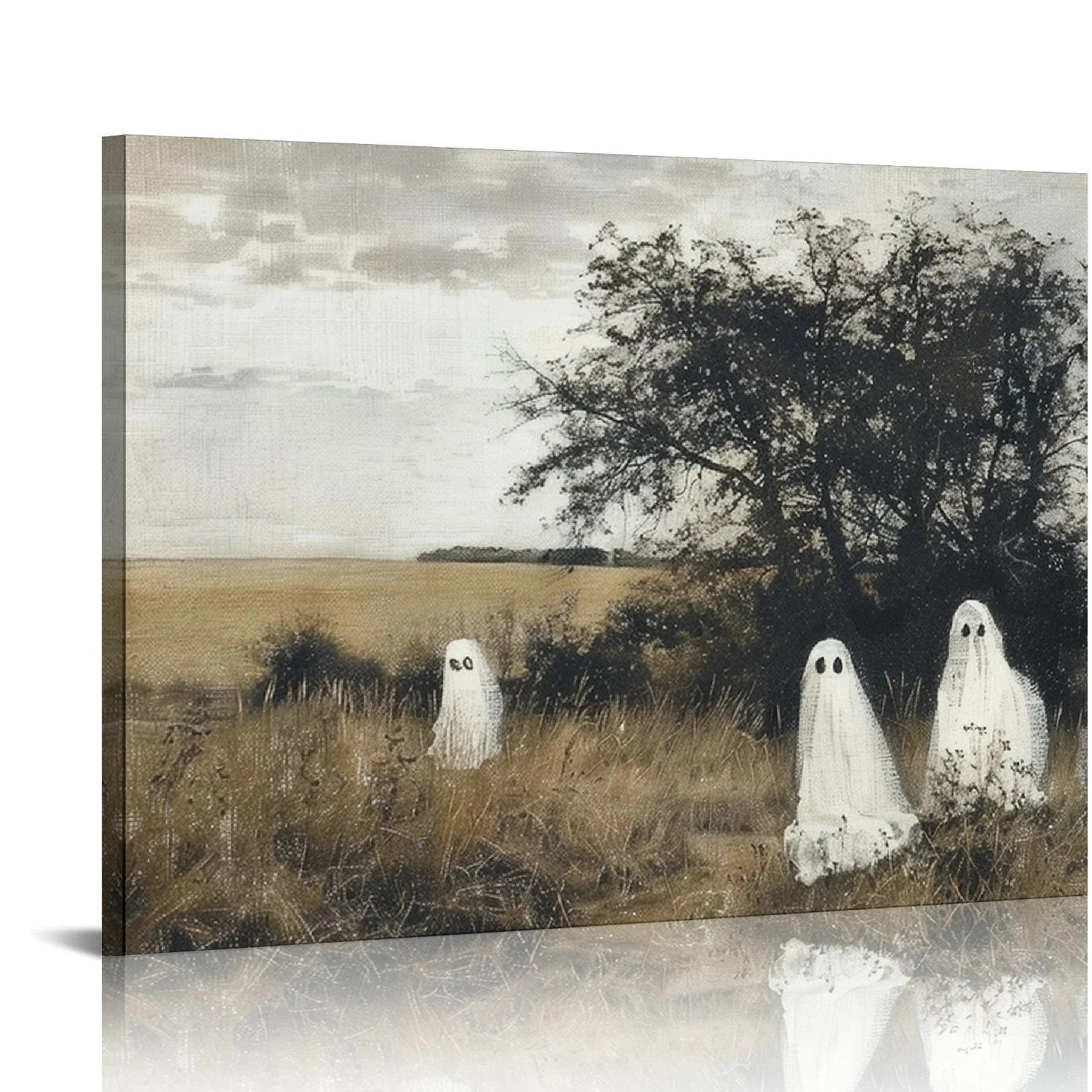 WGOD Cute Ghost In Haunted Forest Canvas Wall Art Funny Spooky Poster Vintage Halloween Prints Pa... | Walmart (US)