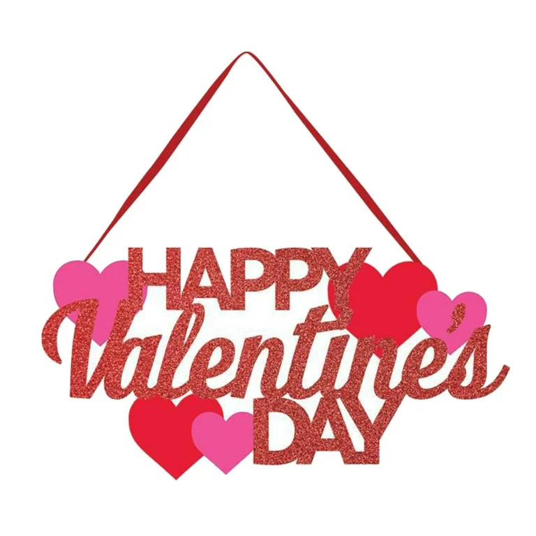 Happy Valentine's Day Sign Red Heart Wooden Sign Valentine Hanging Sign Valentine's Day Wall Plaq... | Walmart (US)