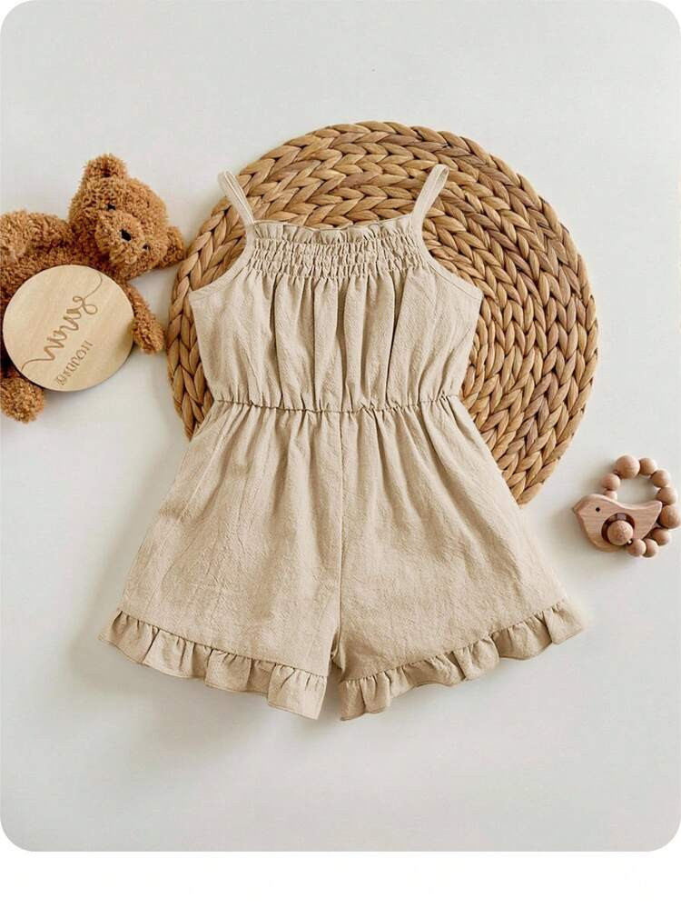 Baby Girl Ruffle Strap Romper, Comfortable & Cute, Suitable For Summer | SHEIN