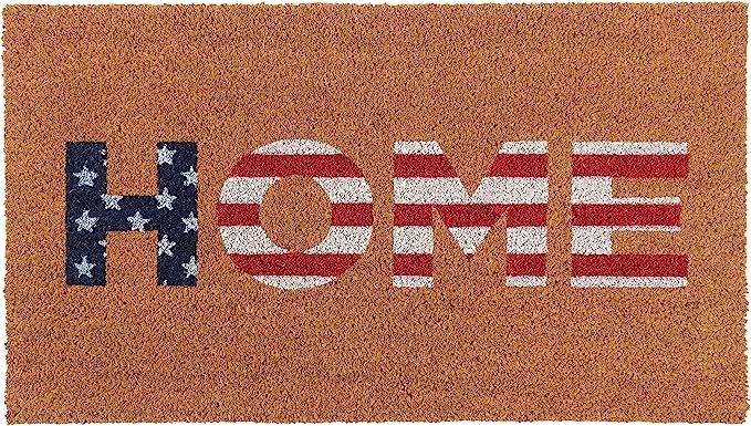 KAF Home American Flag Patriotic Coir Doormat with Heavy-Duty, Weather Resistant, Non-Slip PVC Ba... | Amazon (US)