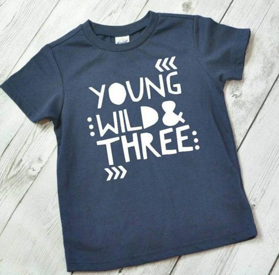 Young wild & three T-shirt 3rd birthday boys girls Other colours | Etsy (US)