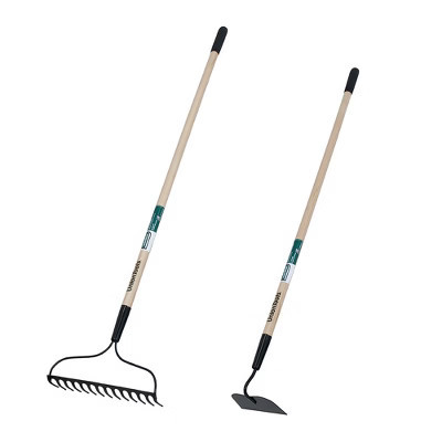 2-Piece Garden Tool Set with Bow Rake and Hoe for Soil Preparation and Landscaping - Union Tools | Target