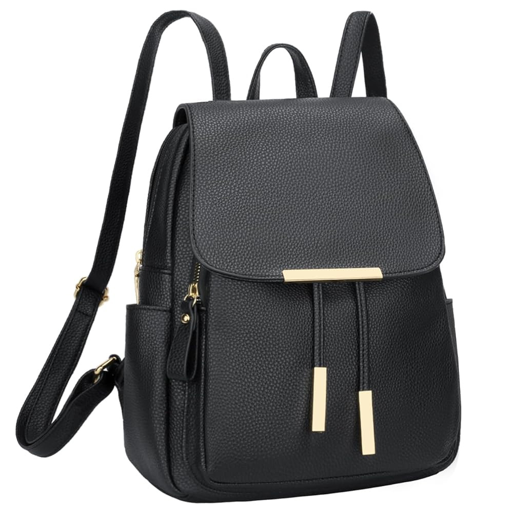 KKXIU Trendy Leather Backpack Purse for Women and Ladies Shoulder Travel Daypacks Bags (A-Black) | Amazon (US)