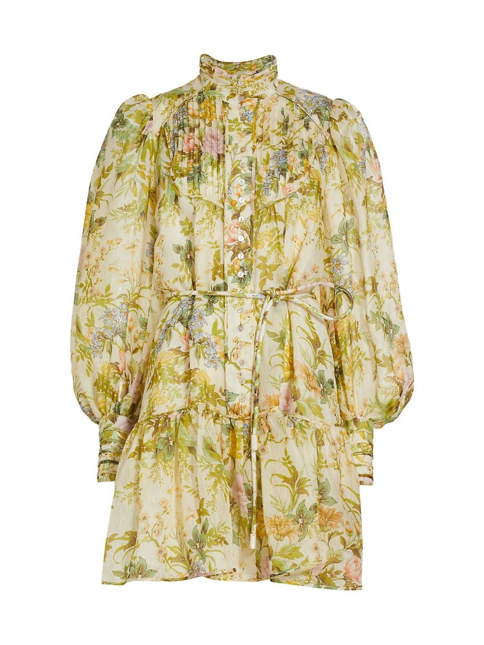 Eden Floral Line & Silk Tie-Waist Minidress | Saks Fifth Avenue
